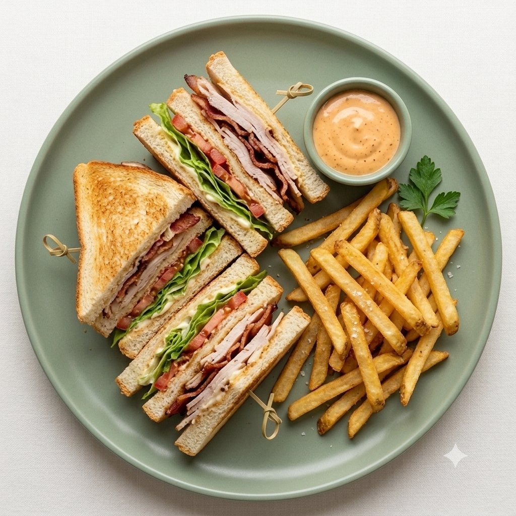 Club Sandwich with French Fries
